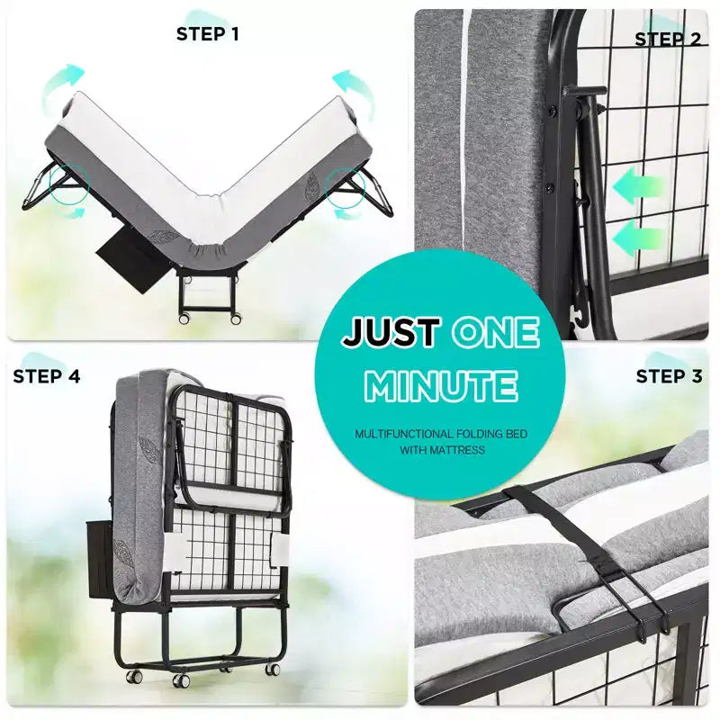 Super Single 31" Folding Bed with Mattress Included, Daybed