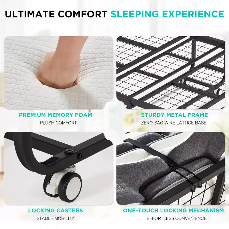 Super Single 31" Folding Bed with Mattress Included, Daybed