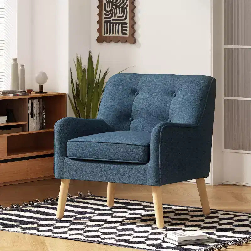 Mid-Century Modern Button Tufted Upholstered Accent Chair