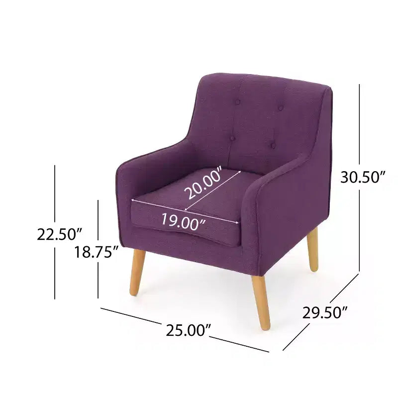 Mid-Century Modern Button Tufted Upholstered Accent Chair