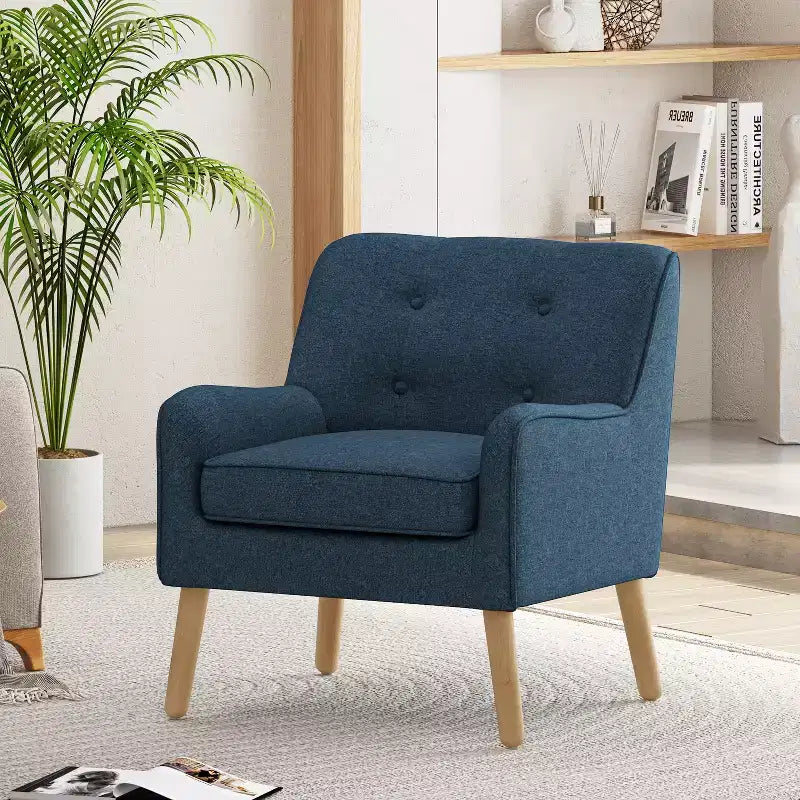 Mid-Century Modern Button Tufted Upholstered Accent Chair