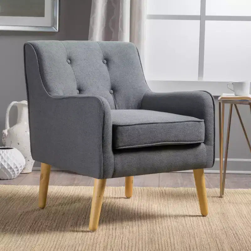 Mid-Century Modern Button Tufted Upholstered Accent Chair