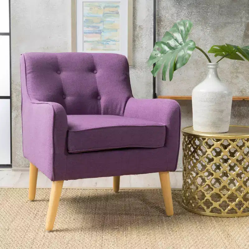 Mid-Century Modern Button Tufted Upholstered Accent Chair