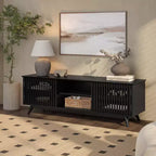 59" Mid-Century Modern Solid Wood TV Stand with 2 Doors