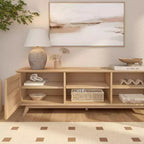 59" Mid-Century Modern Solid Wood TV Stand with 2 Doors