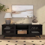 59" Mid-Century Modern Solid Wood TV Stand with 2 Doors