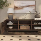 59" Mid-Century Modern Solid Wood TV Stand with 2 Doors