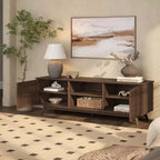 59" Mid-Century Modern Solid Wood TV Stand with 2 Doors