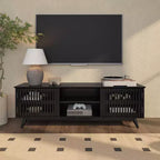 59" Mid-Century Modern Solid Wood TV Stand with 2 Doors