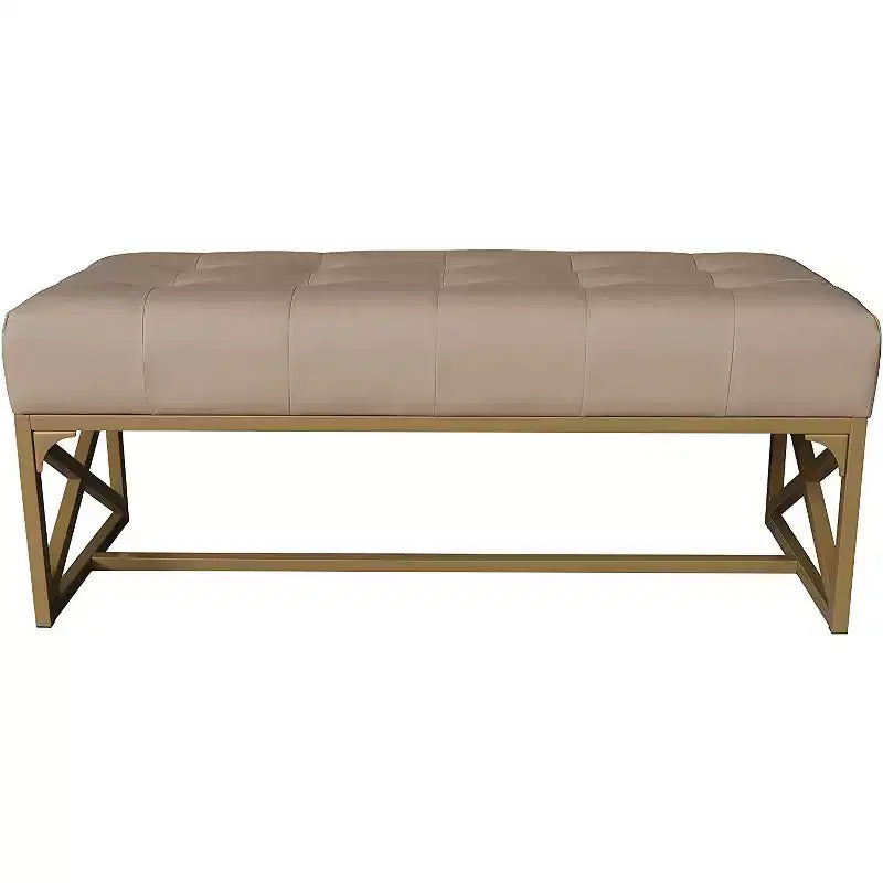 Modern Faux Leather Bench, 40.2 Inches, Gold