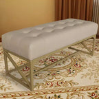 Modern Faux Leather Bench, 40.2 Inches, Gold