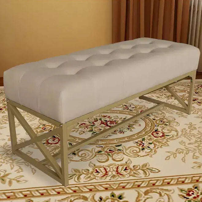 Modern Faux Leather Bench, 40.2 Inches, Gold