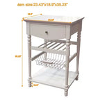 Euro Kitchen Cart with 1 Drawer, 2 Storage Shelves and 1 Basket, White