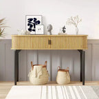 47 Fluted Console Table with Drawers, Narrow Entryway Tables with Storage and Shelves