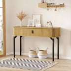 47 Fluted Console Table with Drawers, Narrow Entryway Tables with Storage and Shelves