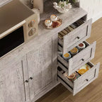 67 Tall Adjustable Storage Cabinet with Tempered Glass Doors, Spacious Countertop, Modern Kitchen Pantry, Coffee Bar, Office Organizer