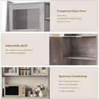 67 Tall Adjustable Storage Cabinet with Tempered Glass Doors, Spacious Countertop, Modern Kitchen Pantry, Coffee Bar, Office Organizer
