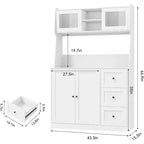 67 Tall Adjustable Storage Cabinet with Tempered Glass Doors, Spacious Countertop, Modern Kitchen Pantry, Coffee Bar, Office Organizer