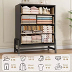4-Drawer Tall Dresser, 38.6" Chest with Storage, Modern Wooden Dresser for Bedroom, Living Room, Entryway, Natural Oak + Black