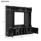 4-IN-1 Wide Hall Tree with Entryway Bench and Shoe Cubbies, Coat Rack with Storage Shelves and 10 Hooks, Black