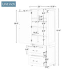 Tall Bathroom Cabinet Freestanding, 2 Drawers, Adjustable Shelf, MDF, Painted White