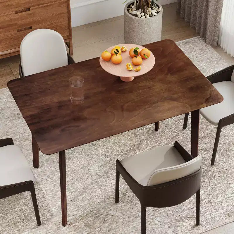 47.2 Rectangle Dining Table for 4, Mid-Century Modern Kitchen Table with Rubber Wood Legs for Dining Room