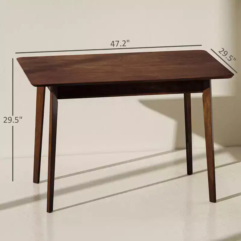 47.2 Rectangle Dining Table for 4, Mid-Century Modern Kitchen Table with Rubber Wood Legs for Dining Room