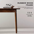 47.2 Rectangle Dining Table for 4, Mid-Century Modern Kitchen Table with Rubber Wood Legs for Dining Room
