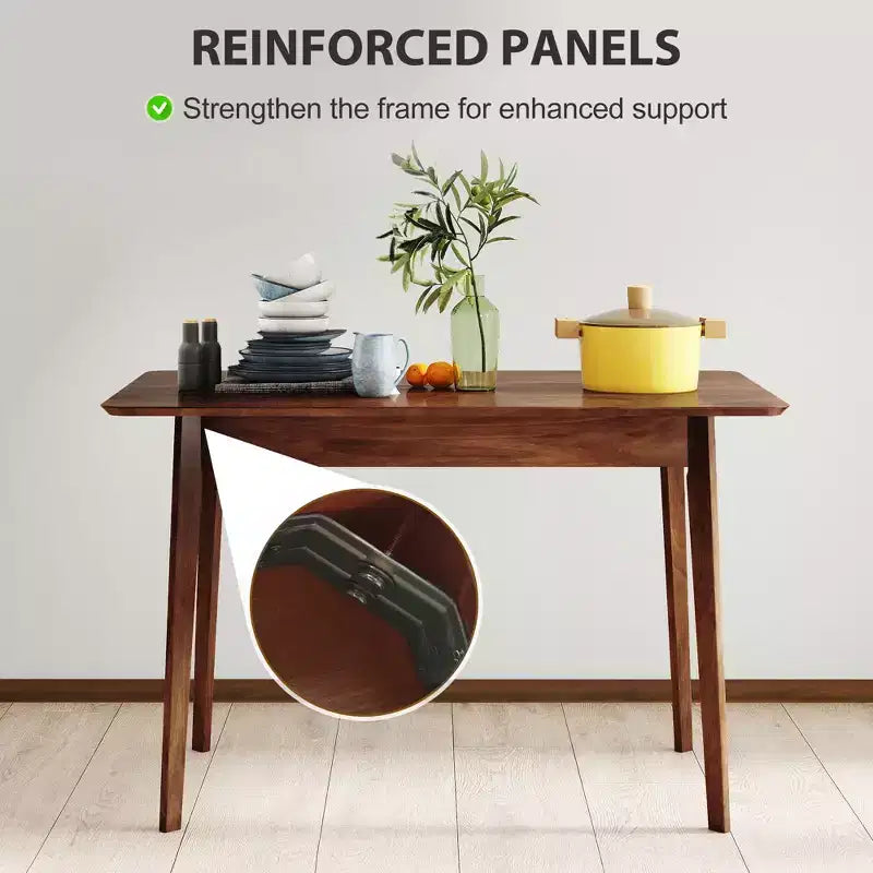 47.2 Rectangle Dining Table for 4, Mid-Century Modern Kitchen Table with Rubber Wood Legs for Dining Room