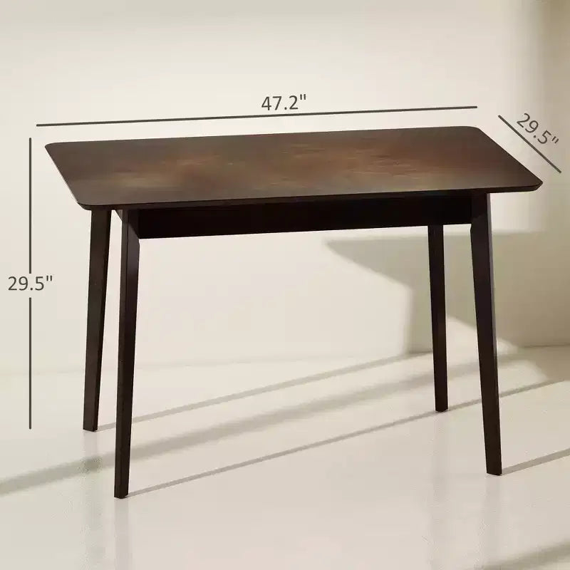 47.2 Rectangle Dining Table for 4, Mid-Century Modern Kitchen Table with Rubber Wood Legs for Dining Room