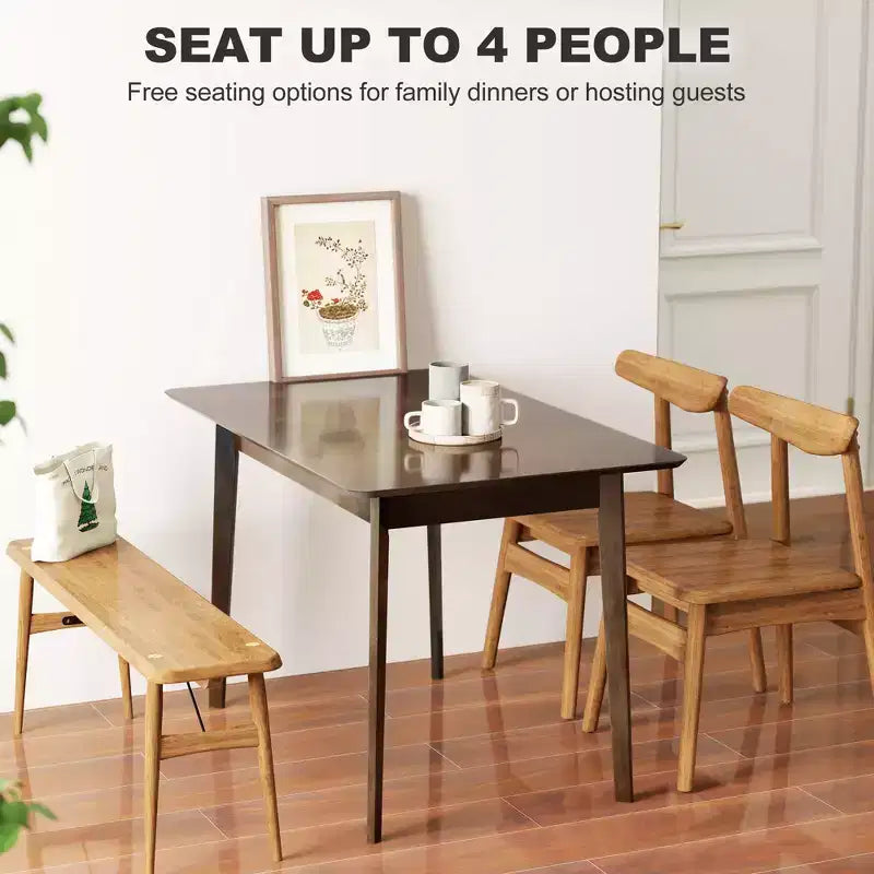 47.2 Rectangle Dining Table for 4, Mid-Century Modern Kitchen Table with Rubber Wood Legs for Dining Room