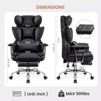 Office Desk Chair, Big and Tall Executive Chair with Footrest, Ergonomic Reclining High Back Support