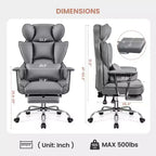 Office Desk Chair, Big and Tall Executive Chair with Footrest, Ergonomic Reclining High Back Support