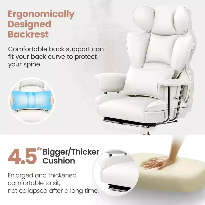 Office Desk Chair, Big and Tall Executive Chair with Footrest, Ergonomic Reclining High Back Support