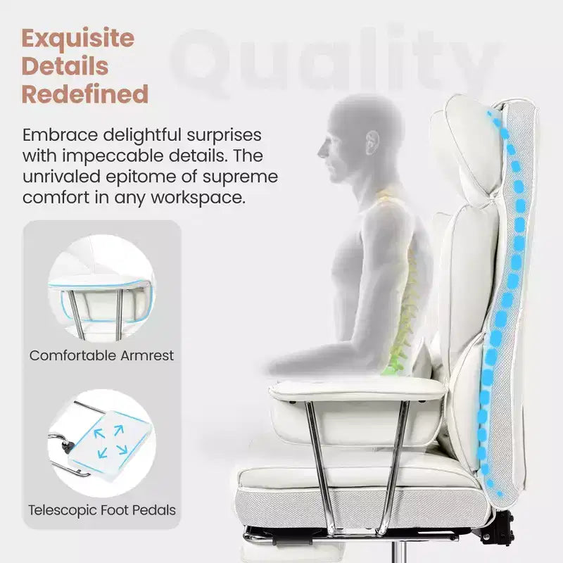 Office Desk Chair, Big and Tall Executive Chair with Footrest, Ergonomic Reclining High Back Support