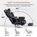 Office Desk Chair, Big and Tall Executive Chair with Footrest, Ergonomic Reclining High Back Support