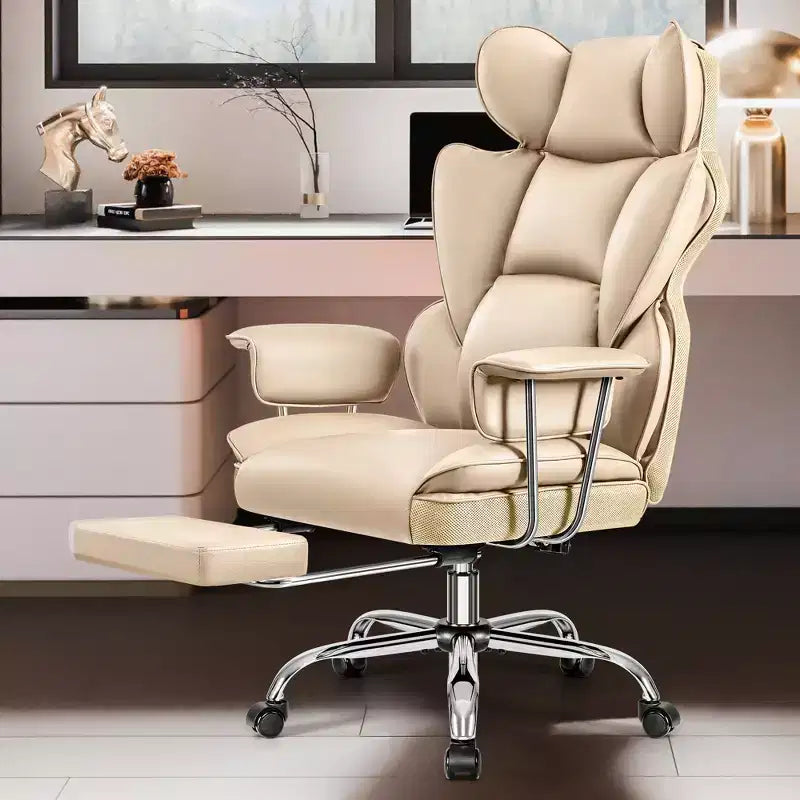 Office Desk Chair, Big and Tall Executive Chair with Footrest, Ergonomic Reclining High Back Support