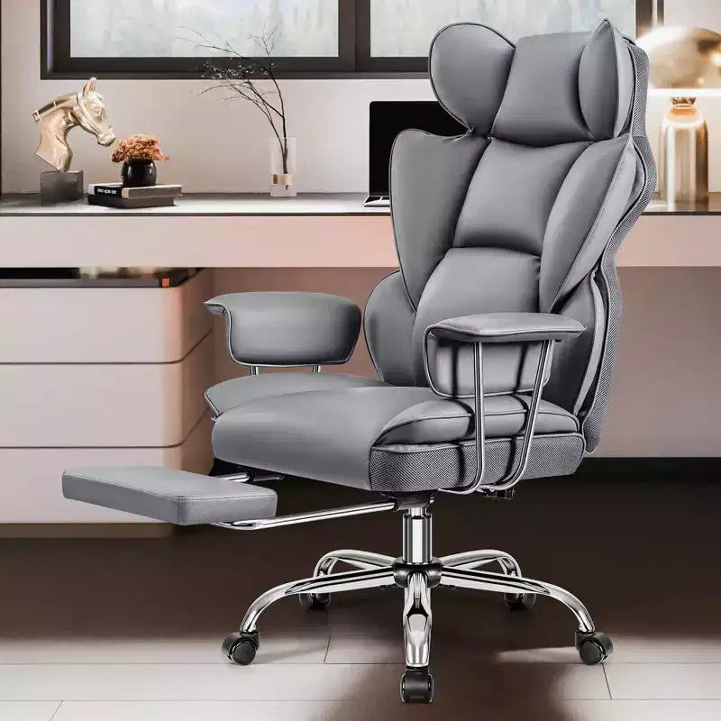 Office Desk Chair, Big and Tall Executive Chair with Footrest, Ergonomic Reclining High Back Support