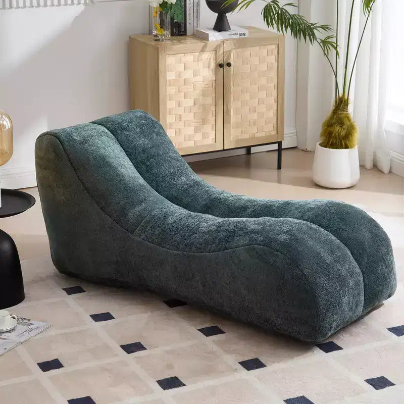 Chaise Lounge for Yoga, S Curved Bean Bag Chair, Comfy Chaise Lounge Filled with Soft Sponge, Floor Boneless Reading Sofa for Living Room Bedroom