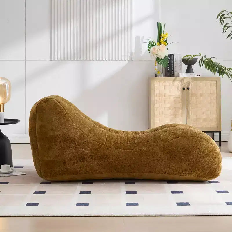 Chaise Lounge for Yoga, S Curved Bean Bag Chair, Comfy Chaise Lounge Filled with Soft Sponge, Floor Boneless Reading Sofa for Living Room Bedroom