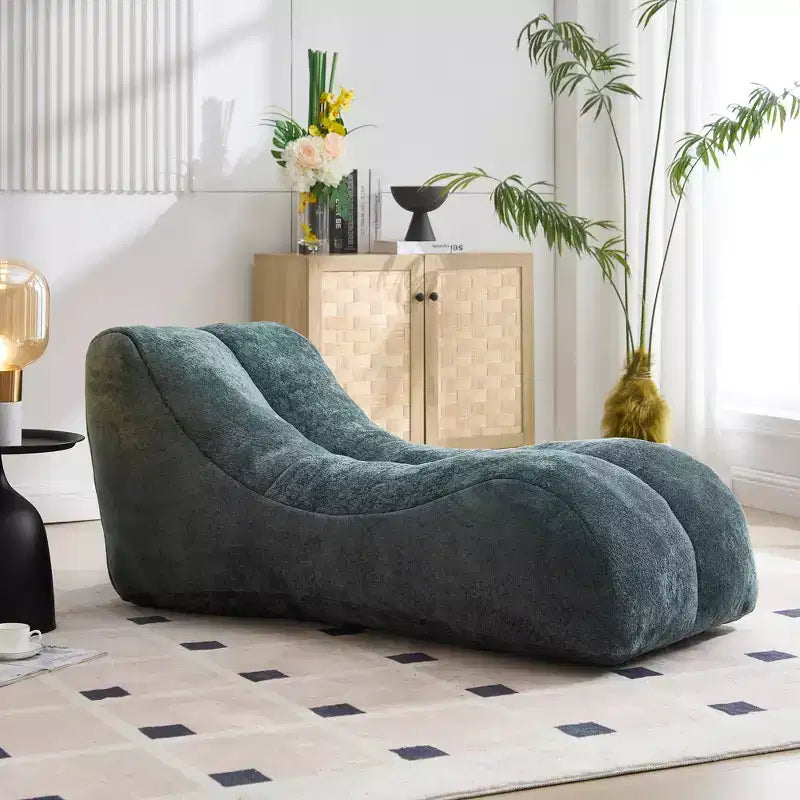 Chaise Lounge for Yoga, S Curved Bean Bag Chair, Comfy Chaise Lounge Filled with Soft Sponge, Floor Boneless Reading Sofa for Living Room Bedroom