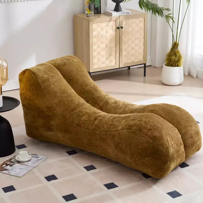Chaise Lounge for Yoga, S Curved Bean Bag Chair, Comfy Chaise Lounge Filled with Soft Sponge, Floor Boneless Reading Sofa for Living Room Bedroom