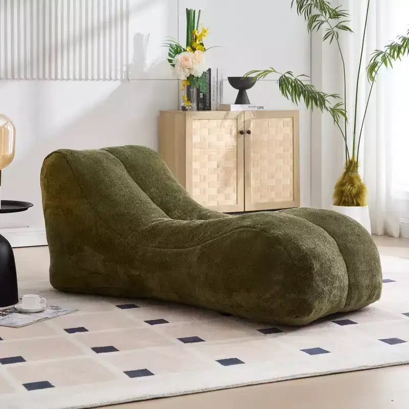 Chaise Lounge for Yoga, S Curved Bean Bag Chair, Comfy Chaise Lounge Filled with Soft Sponge, Floor Boneless Reading Sofa for Living Room Bedroom