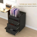 3 Drawer File Cabinet on Wheels Mobile Home Office Storage Cabinet with Top Tray Under Desk Printer Stand