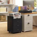 3 Drawer File Cabinet on Wheels Mobile Home Office Storage Cabinet with Top Tray Under Desk Printer Stand