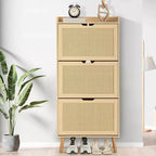 3-Drawer Slim Shoe Cabinet with Woven Rattan Front, 52.9Space-Saving 6-Tier Storage Organizer Bench for Entryway, Hallway & Porch