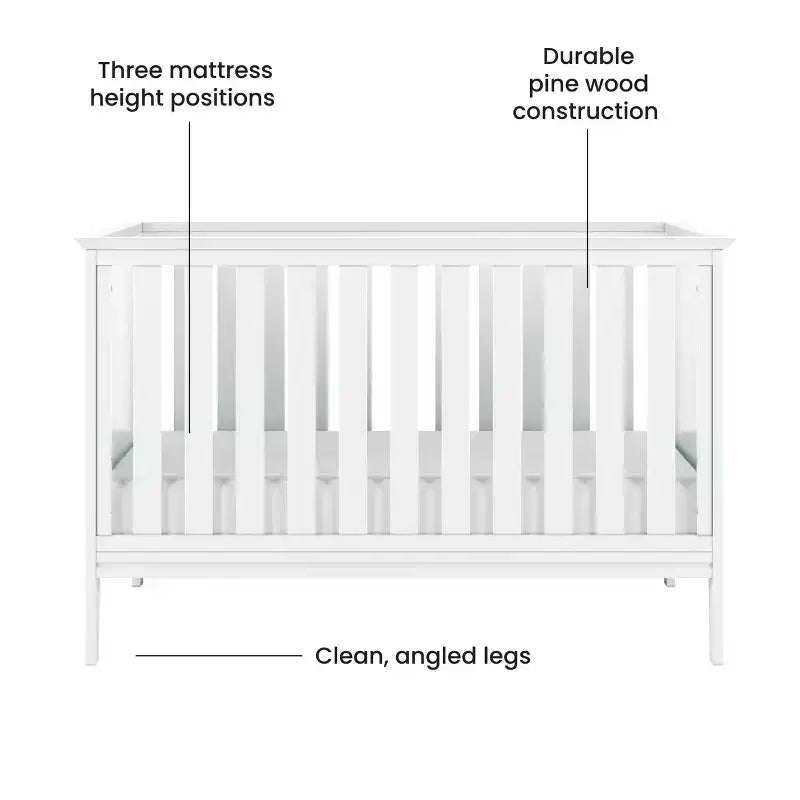 3-in-1 Convertible Crib, Converts to Day Bed, Toddler Bed, 3 Mattress Positions, Non-Toxic, Baby Safe Finish
