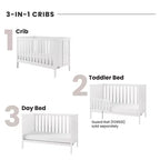 3-in-1 Convertible Crib, Converts to Day Bed, Toddler Bed, 3 Mattress Positions, Non-Toxic, Baby Safe Finish