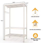 Heavy Duty Rolling Clothes Rack with Wheels, Freestanding Metal Garment Rack with Adjustable Shelves, Gray