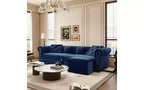 89" Velvet 3 Seat Sofa with Movable Ottoman, 3-in-1 Pull Out Sofa Bed, King Size, Blue